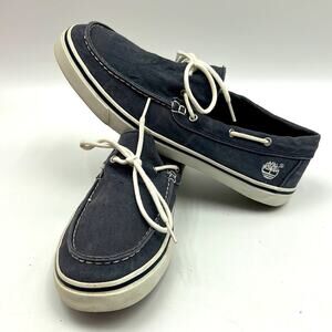 TIMBERLAND SHOES MENS SIZE 10 GRAY BLUE CANVAS BOAT SHOES